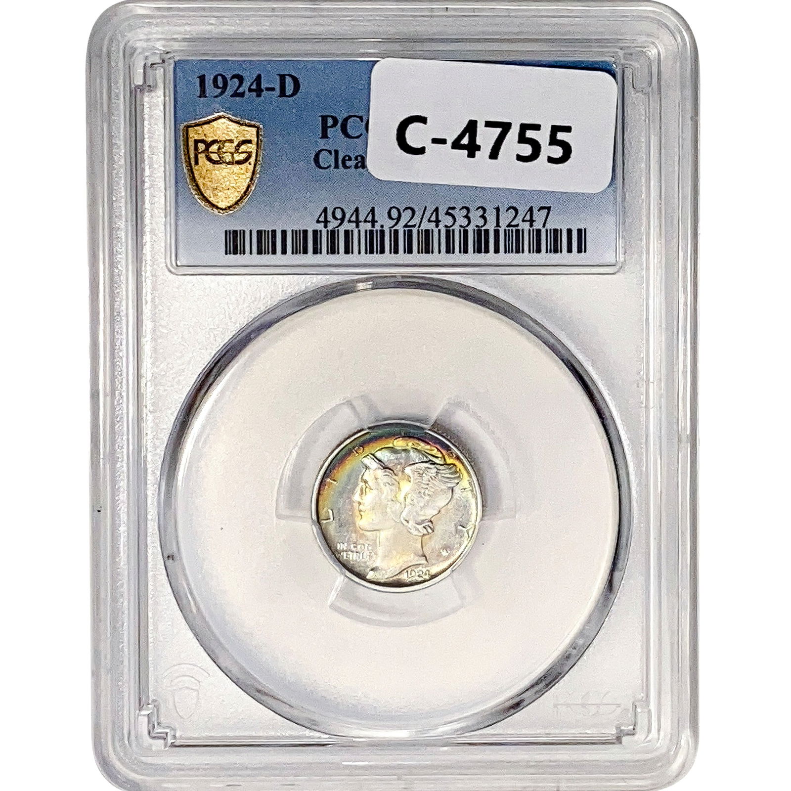 1924-D Mercury Silver Dime PCGS Genuine UNC Detail (1 of 2)