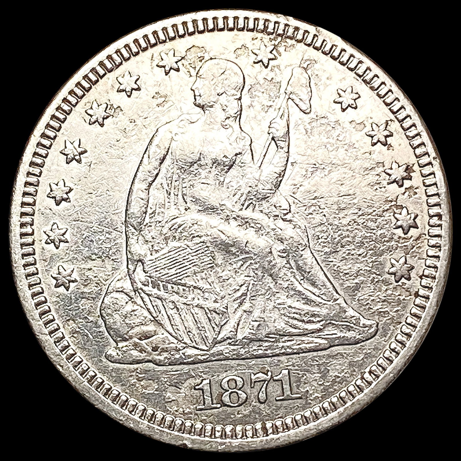 1871 Seated Liberty Quarter CLOSELY UNCIRCULATED (1 of 2)