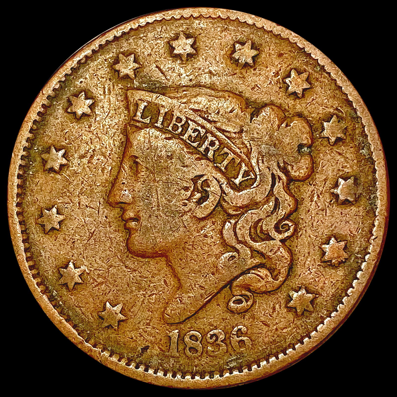 1836 Coronet Head Large Cent LIGHTLY CIRCULATED (1 of 2)