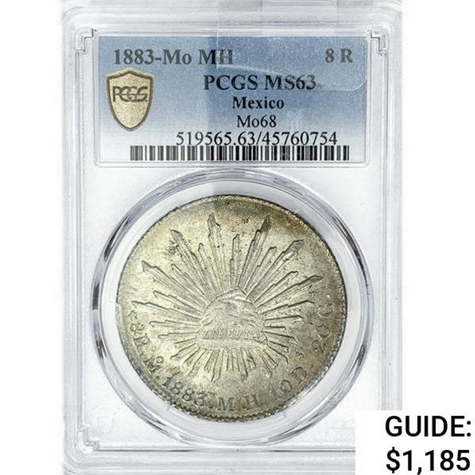 1883-Mo MH Mexico 8R PCGS MS63 Mo68: 1883-Mo MH Mexico 8R PCGS MS63 Mo68