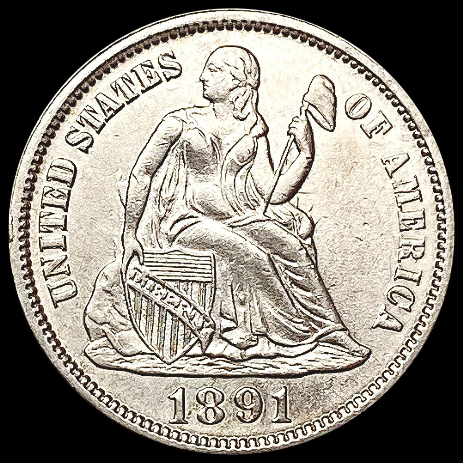 1891 Seated Liberty Dime CHOICE BU (1 of 2)