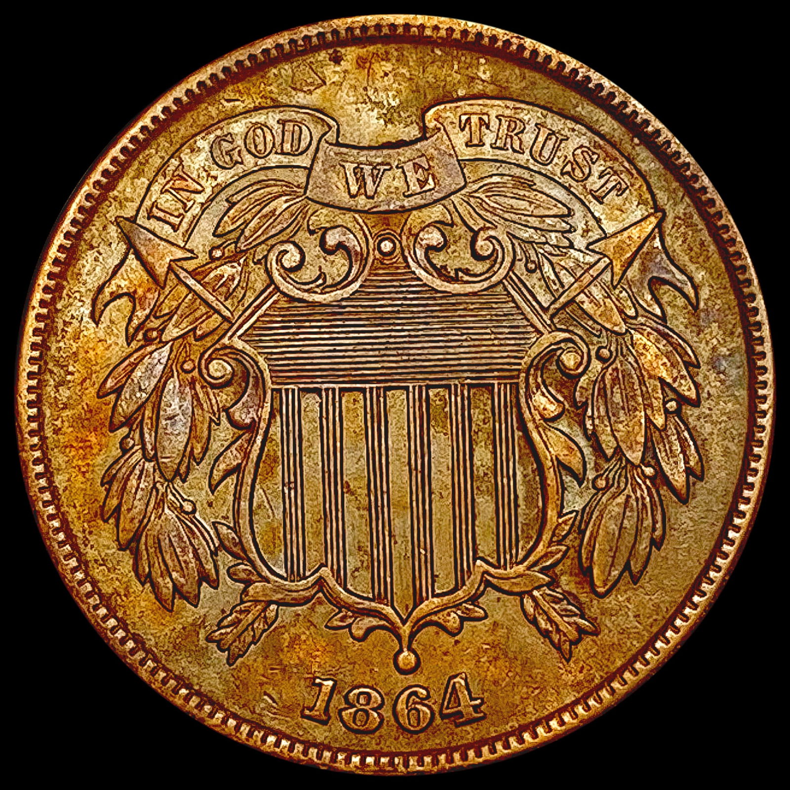 1864 Two Cent Piece CHOICE AU (1 of 2)