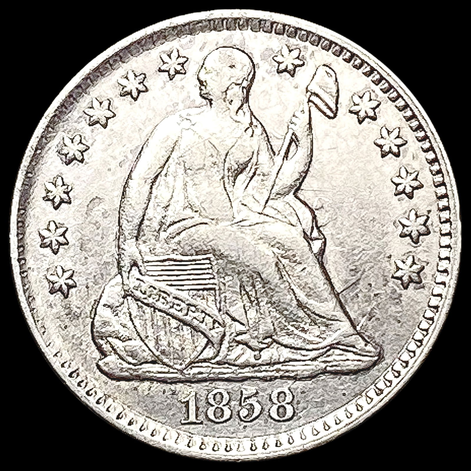 1858 Seated Liberty Half Dime CLOSELY UNCIRCULATED (1 of 2)
