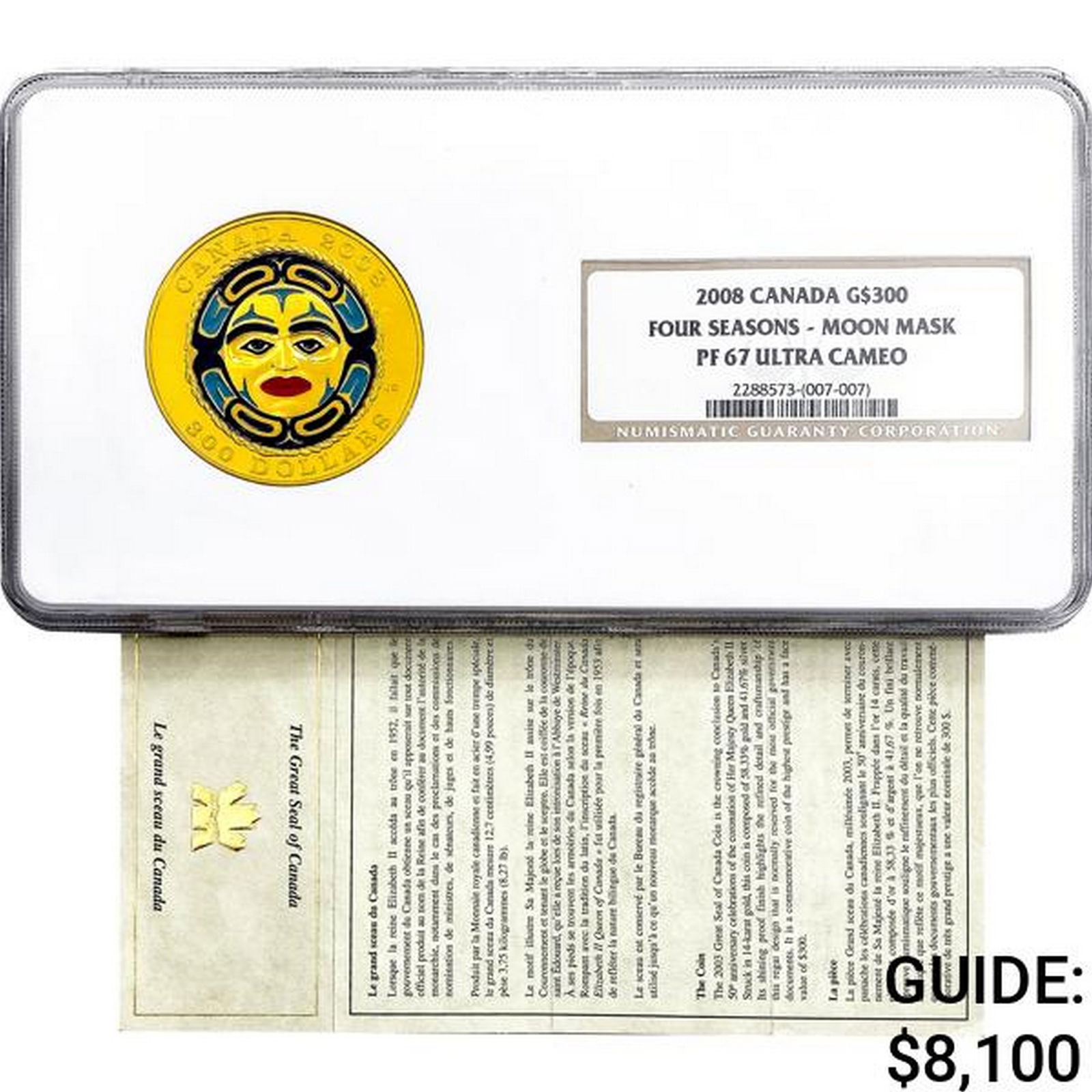 2008 1.125oz. Gold $300 Canada Four Szn NGC PF67 UC (1 of 2)