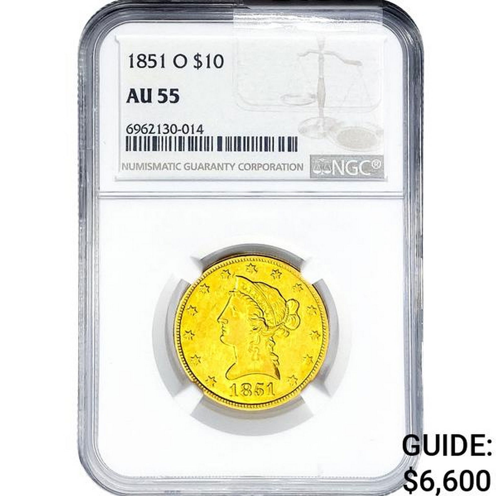 1851-O $10 Gold Eagle NGC AU55 (1 of 2)