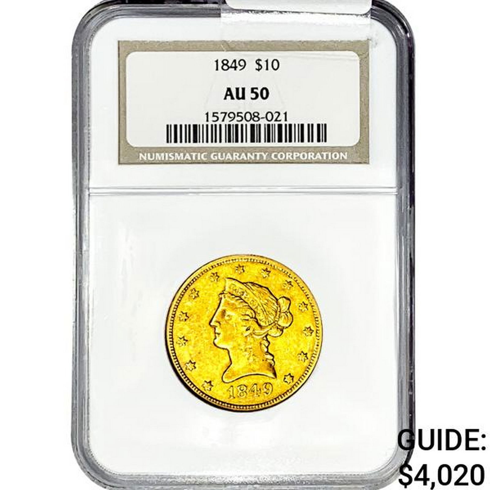 1849 $10 Gold Eagle NGC AU50 (1 of 2)
