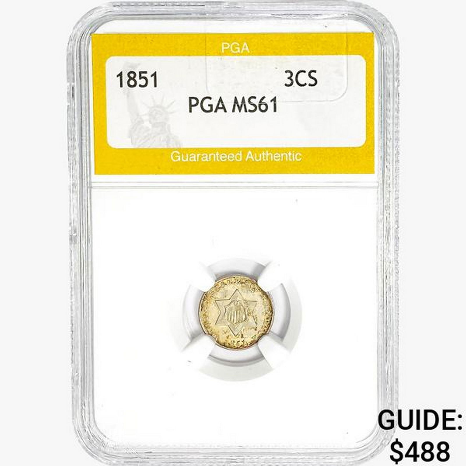 1851 Silver Three Cent PGA MS61 (1 of 2)