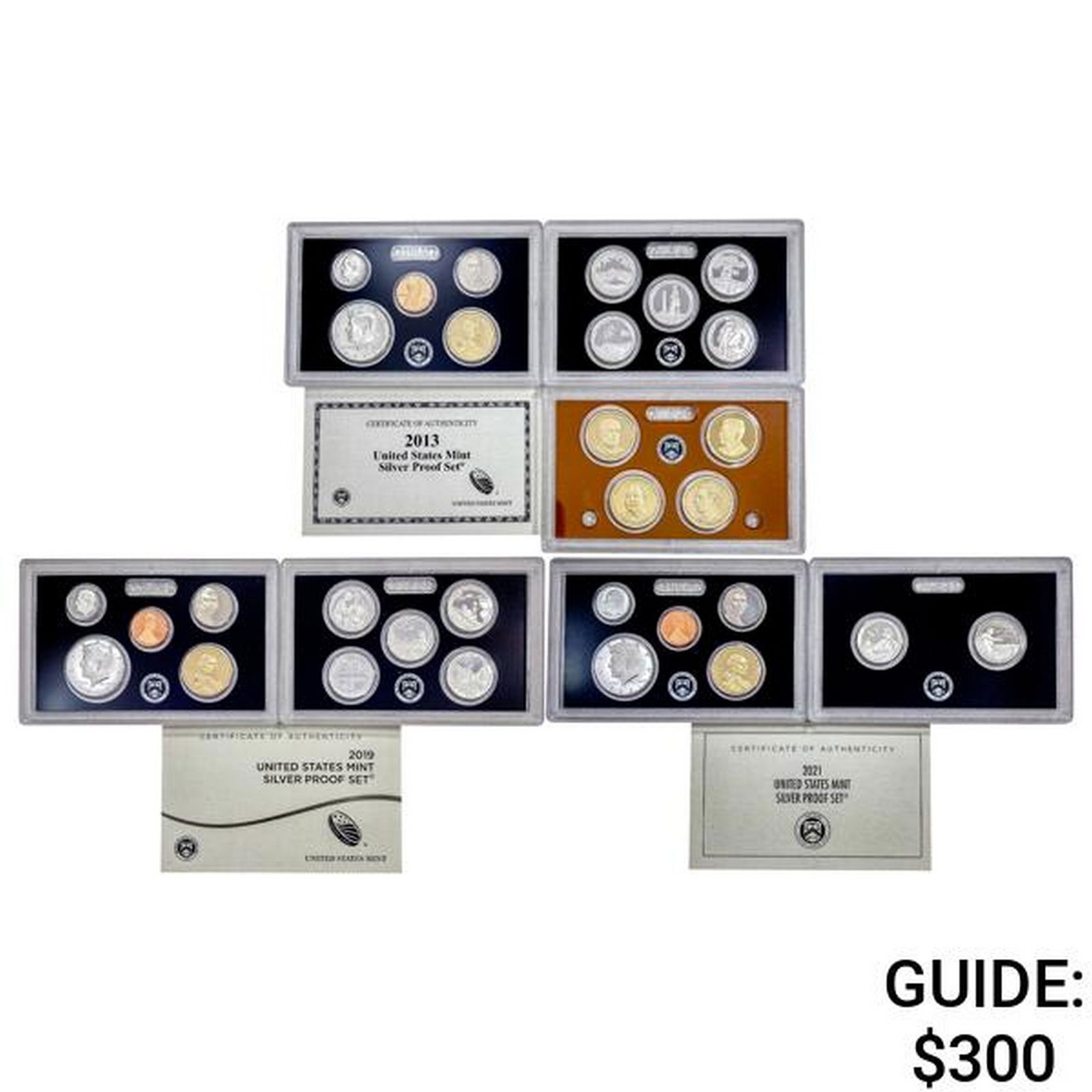 [3] 2013,2019,2021 U.S. Mint Silver Proof Set (1 of 7)