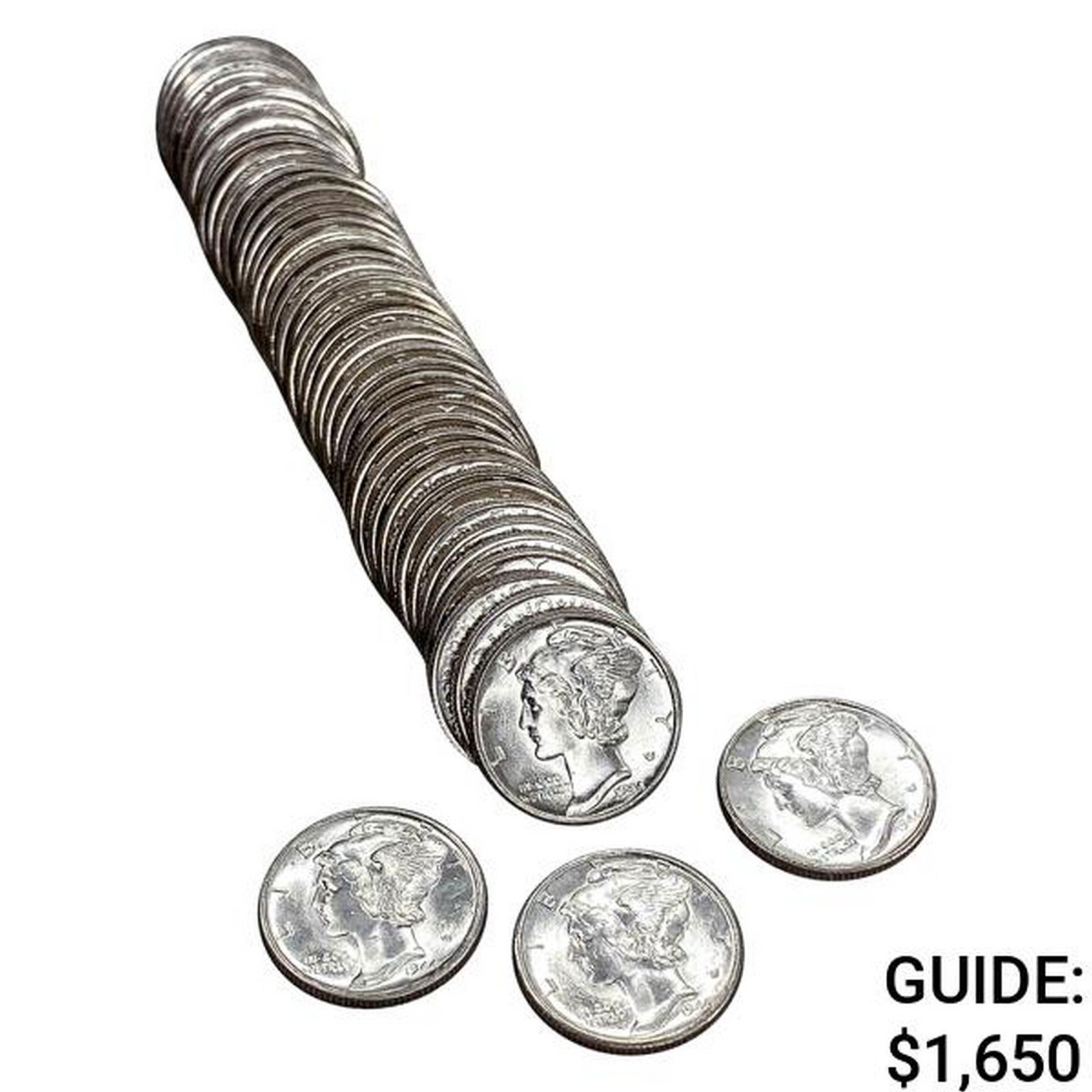 [50] 1944-S Mercury Silver Dime Roll: [50] 1944-S Mercury Silver Dime Roll