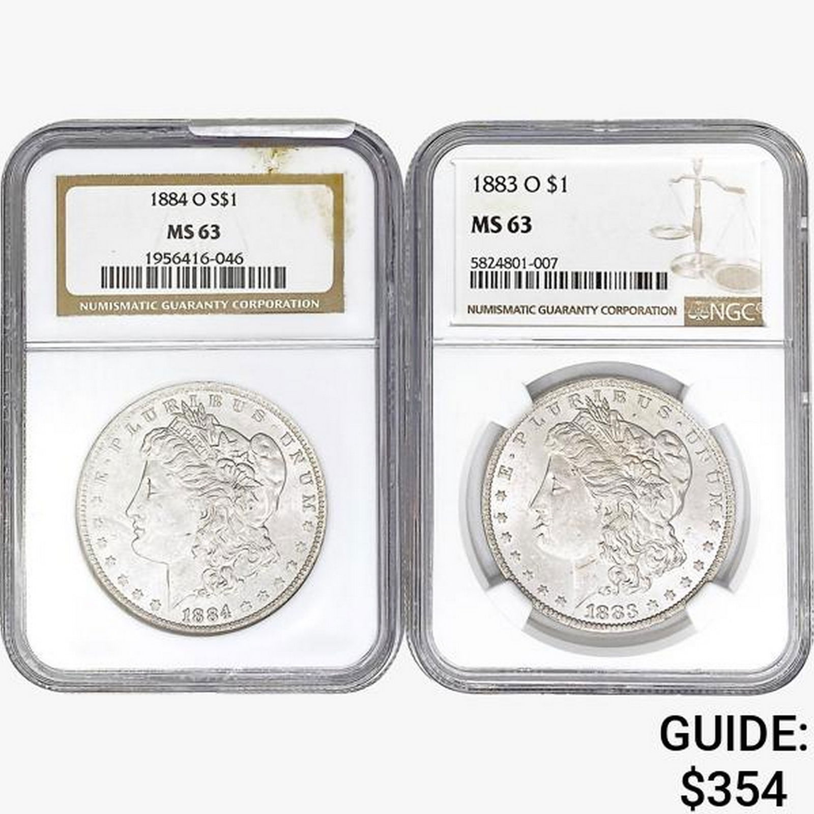 [2] 1883-O&1884-O Morgan Silver Dollar NGC MS63 (1 of 2)