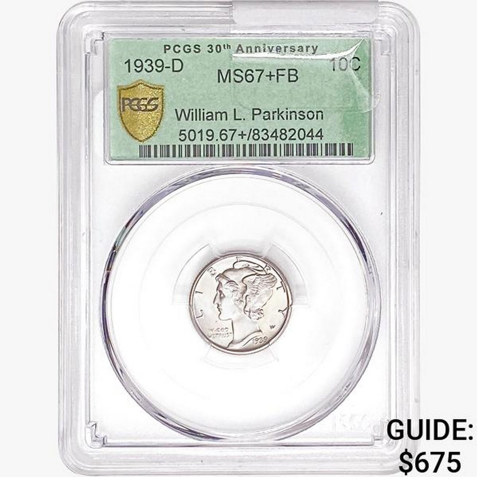 1939-D Mercury Silver Dime PCGS MS67+ FB (1 of 2)