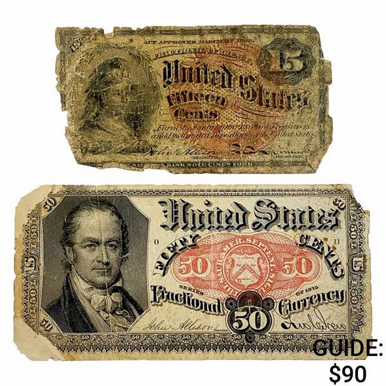 [2]1802-1875 Fractional Currency 15 & 50 Cents (1 of 2)