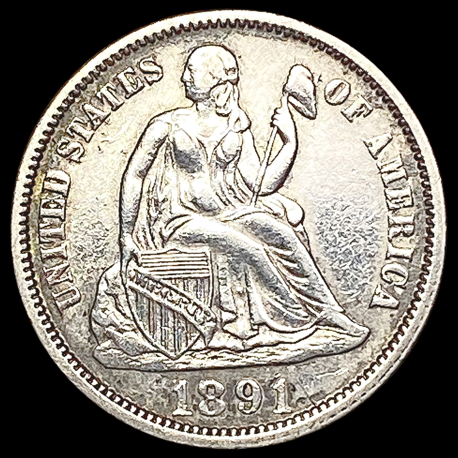 1891 Seated Liberty Dime CLOSELY UNCIRCULATED (1 of 2)