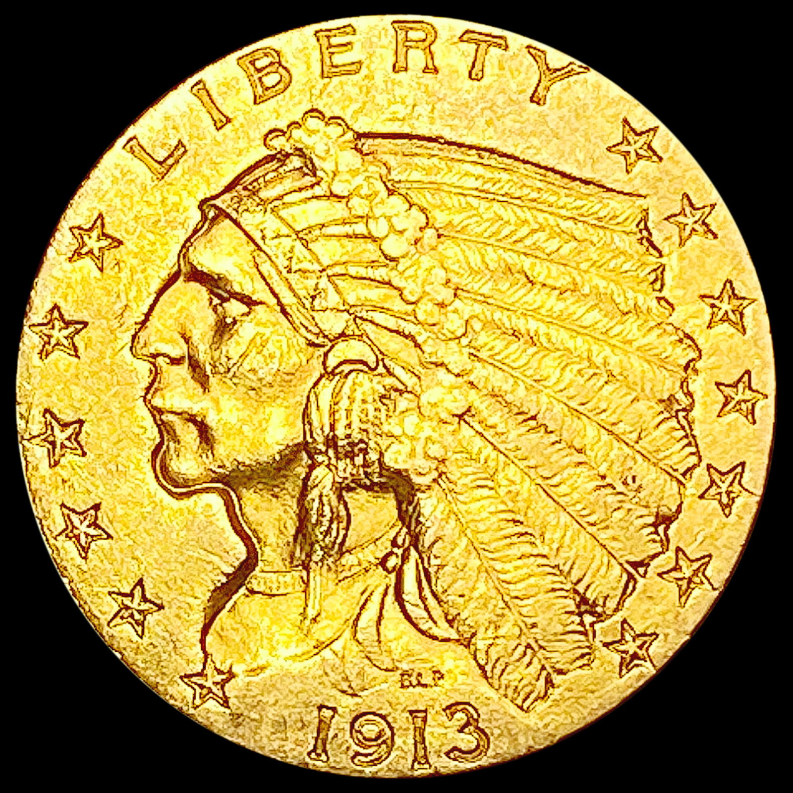 1913 $2.50 Gold Quarter Eagle CLOSELY UNCIRCULATED (1 of 2)