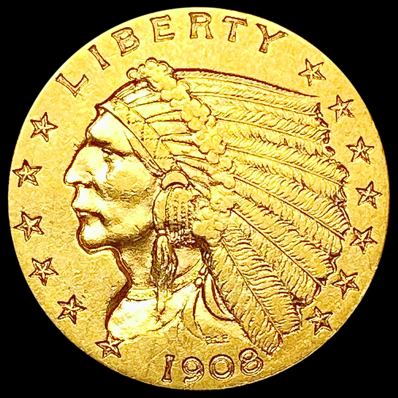 1908 $2.50 Gold Quarter Eagle CLOSELY UNCIRCULATED (1 of 2)