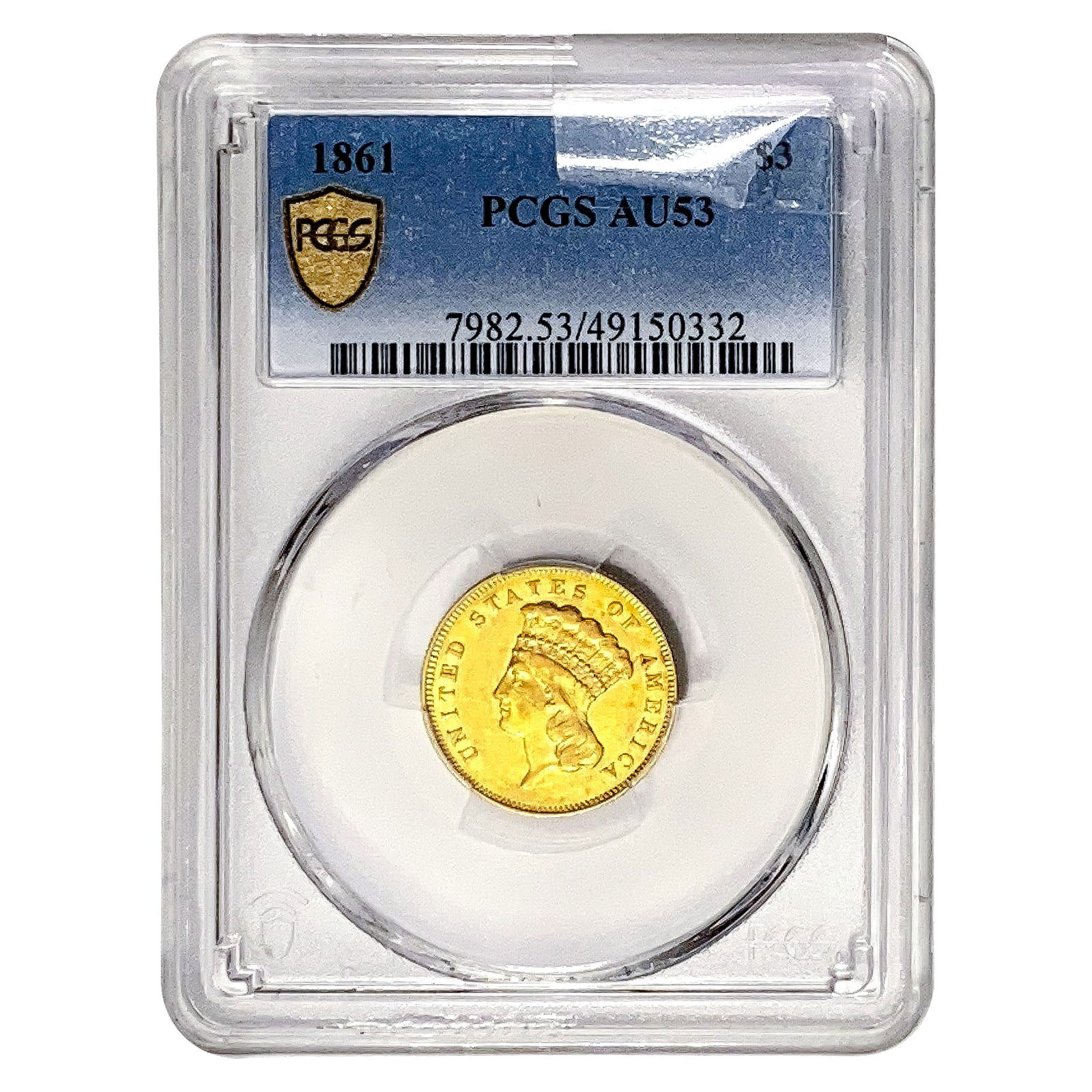 1861 $3 Gold Piece PCGS AU53 (1 of 2)