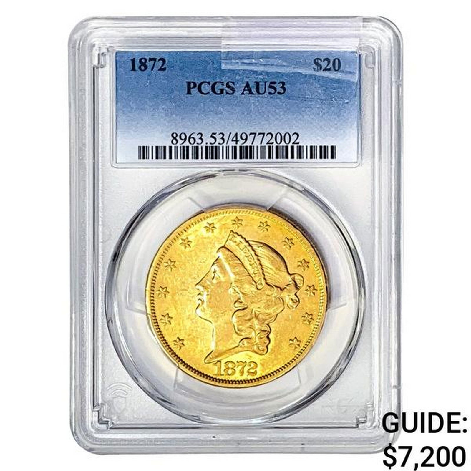 1872 $20 Gold Double Eagle PCGS AU53 (1 of 2)