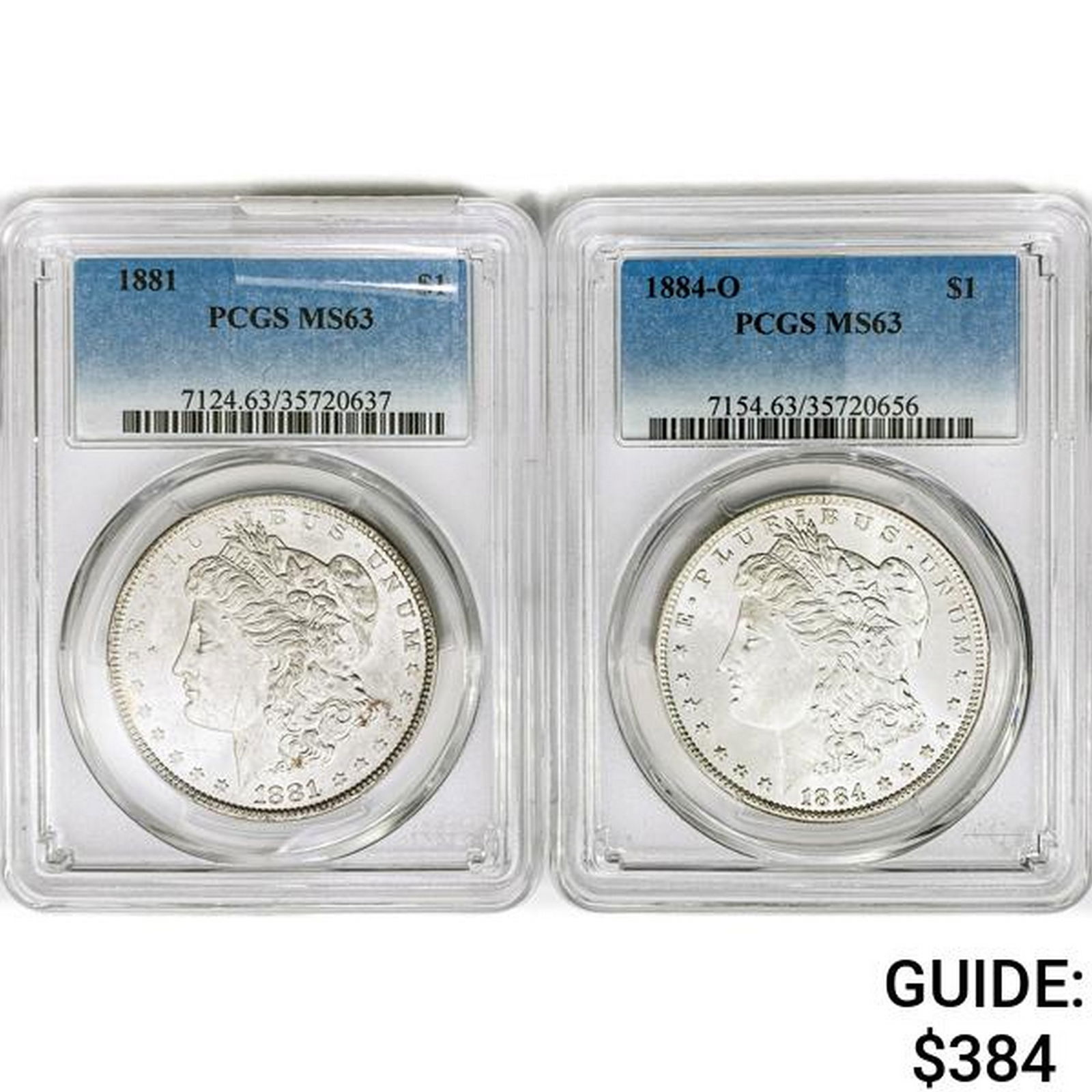 1881&1884 [2] Morgan Silver Dollar PCGS MS63 (1 of 2)