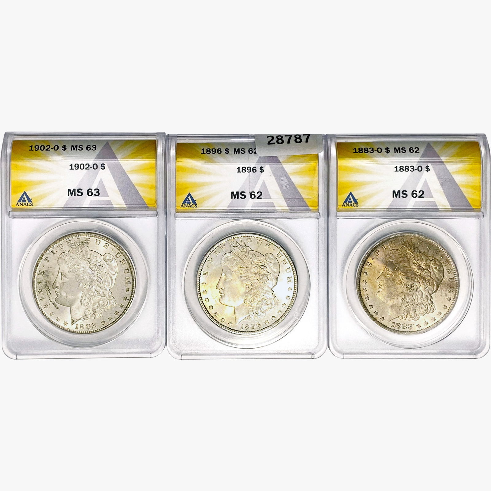 [3] 1883-1902 Morgan Silver Dollar ANACS MS62/63 (1 of 2)