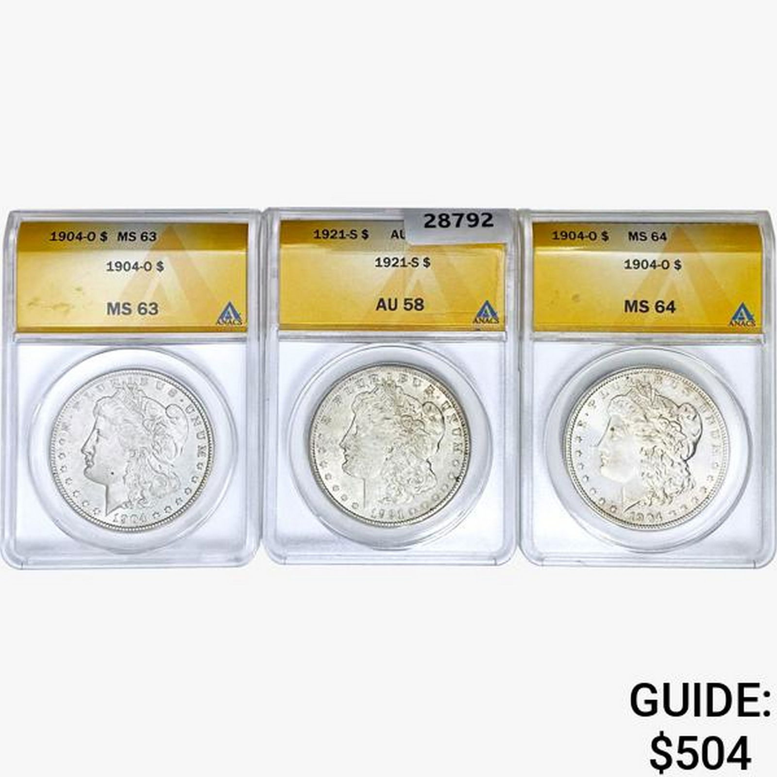 [3] 1901-O&1921-S Morgan Silver Dollar ANACS AU/MS (1 of 2)
