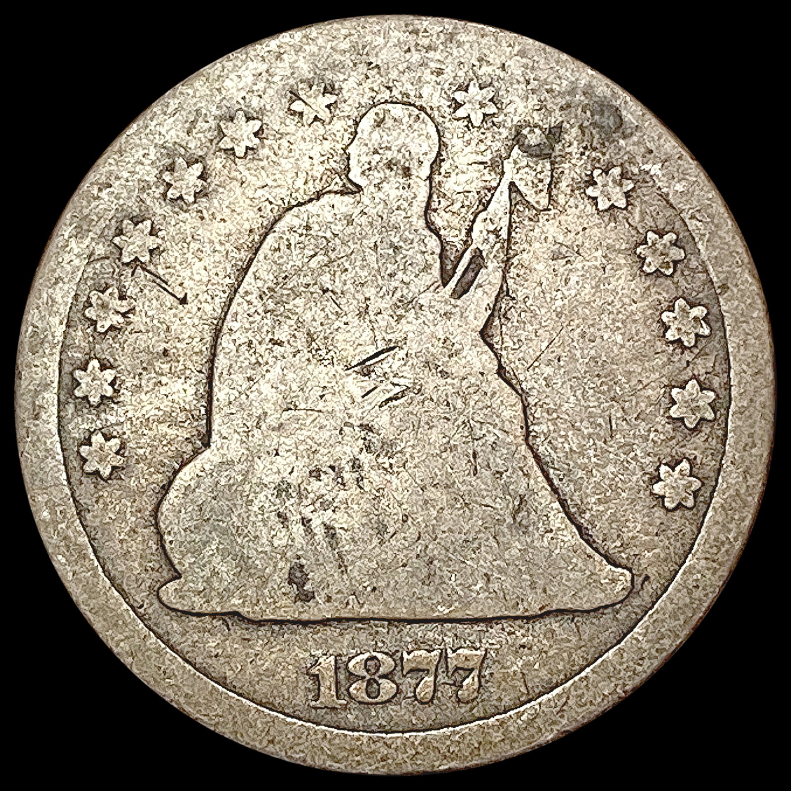 1877-CC Seated Liberty Quarter NICELY CIRCULATED: 1877-CC Seated Liberty Quarter NICELY CIRCULATED