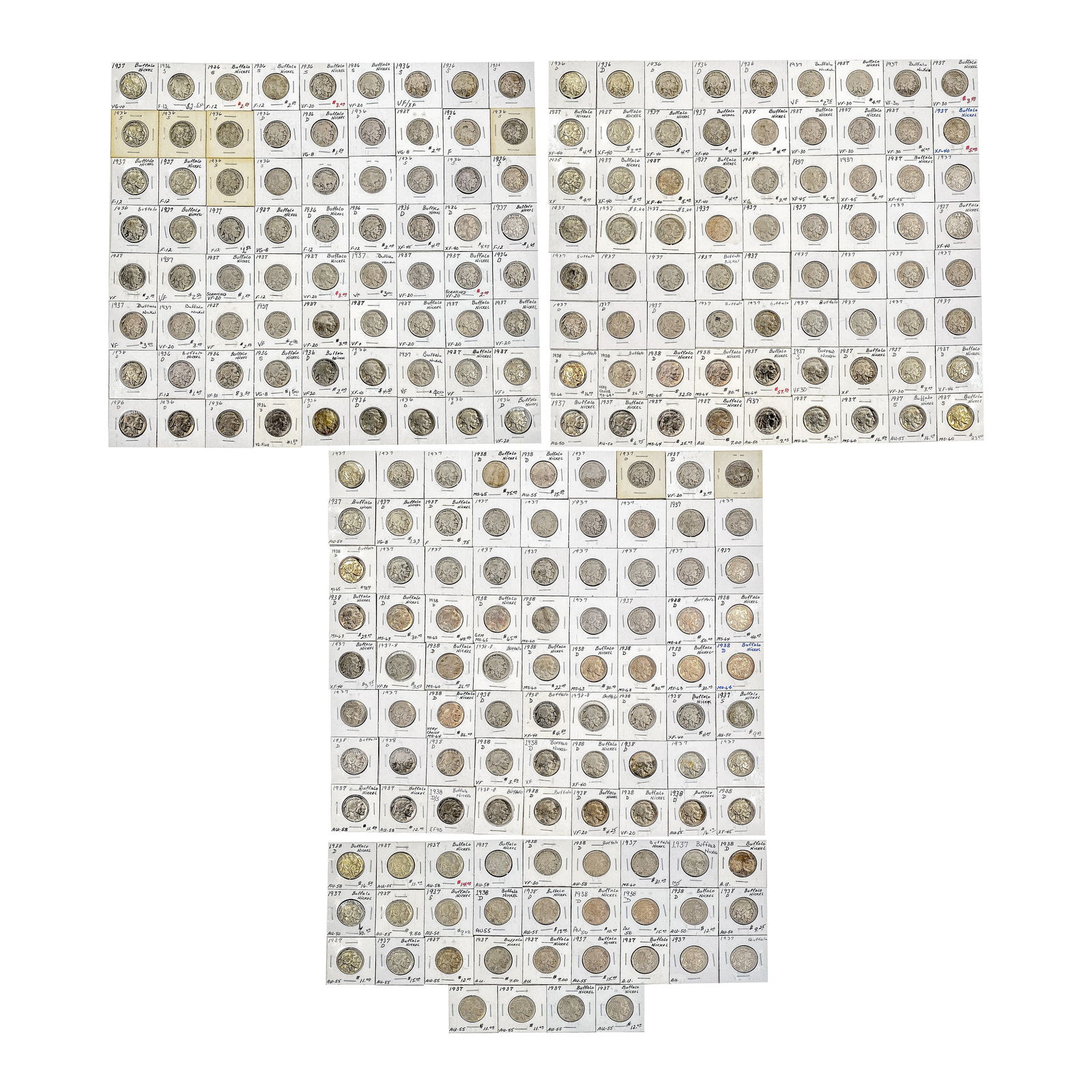 [247] 1936-D-1938-D Buffalo Nickel Collection (1 of 9)