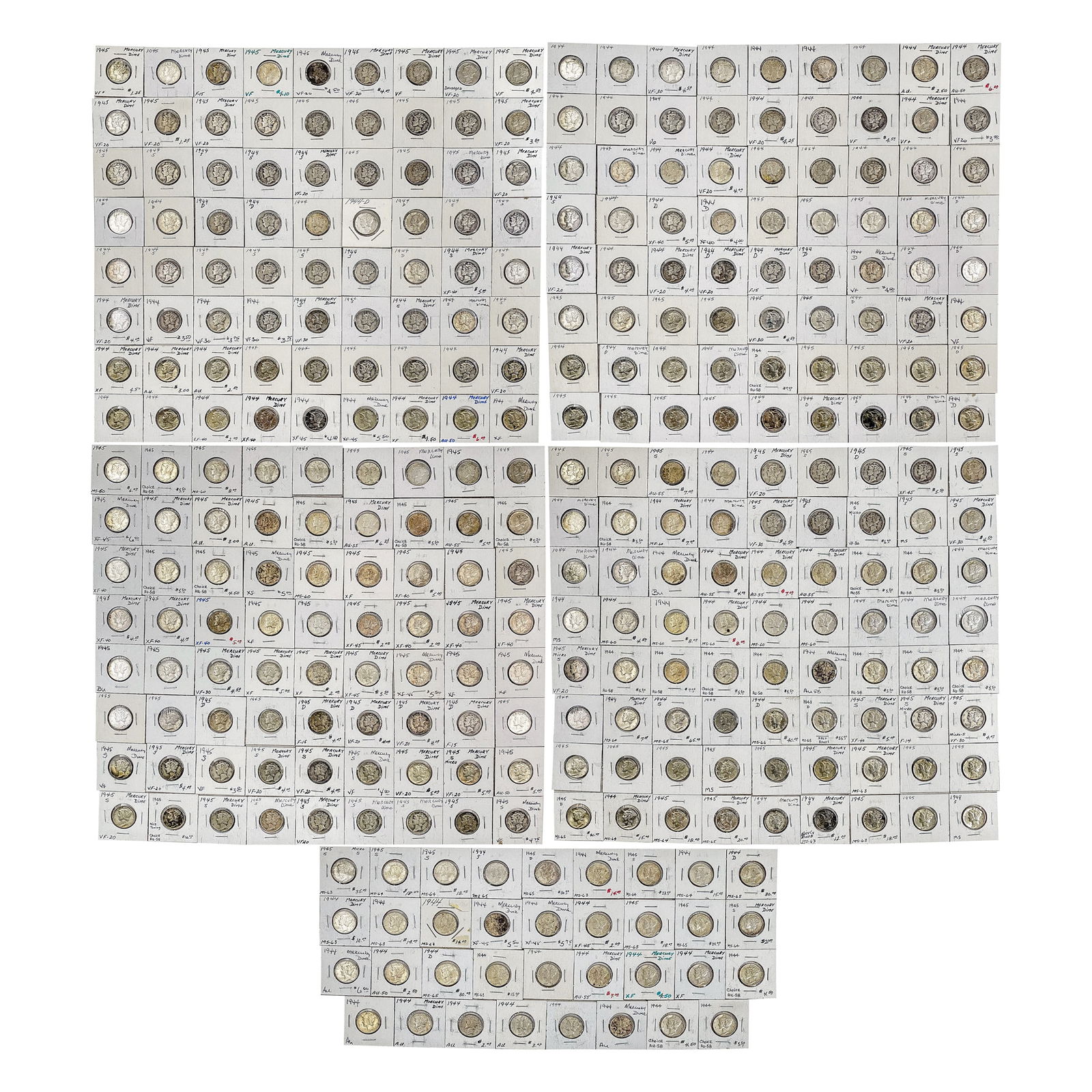 [293] 1944-1945-S Mercury Dime Collection (1 of 11)