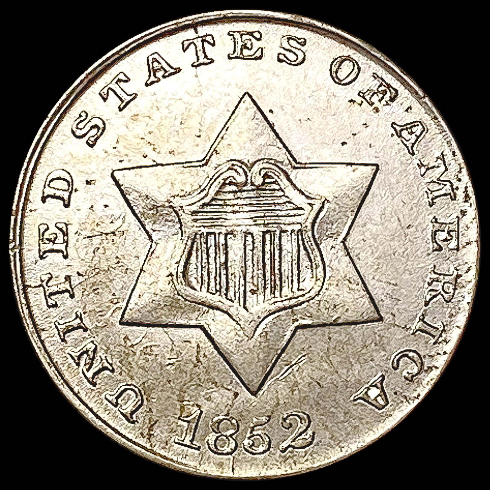 1852 Silver Three Cent UNCIRCULATED (1 of 2)