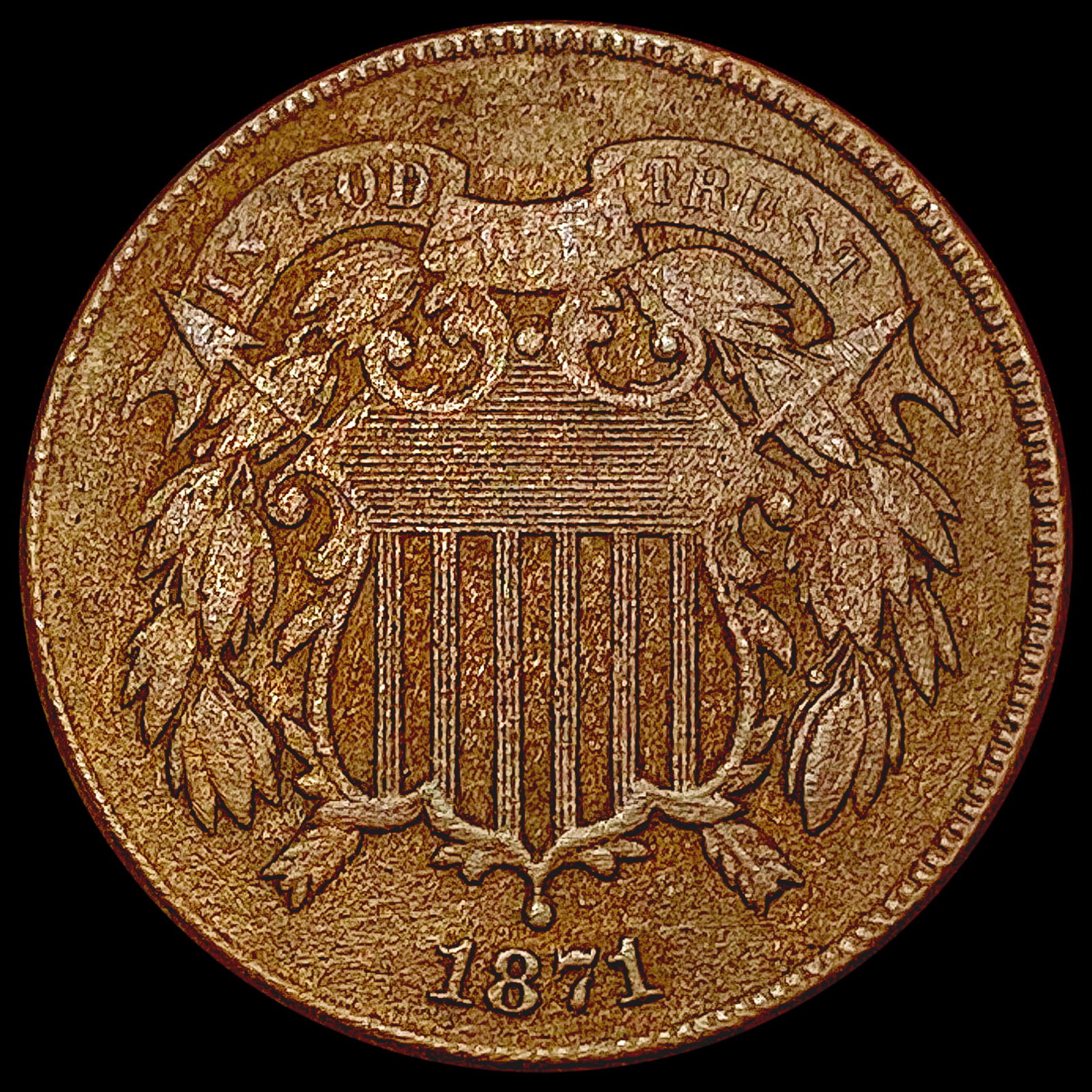 1871 Two Cent Piece NEARLY UNCIRCULATED (1 of 2)