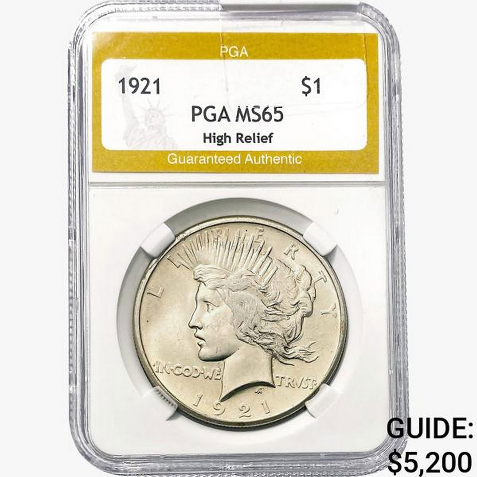 1921 Silver Peace Dollar PGA MS65 HR (1 of 2)