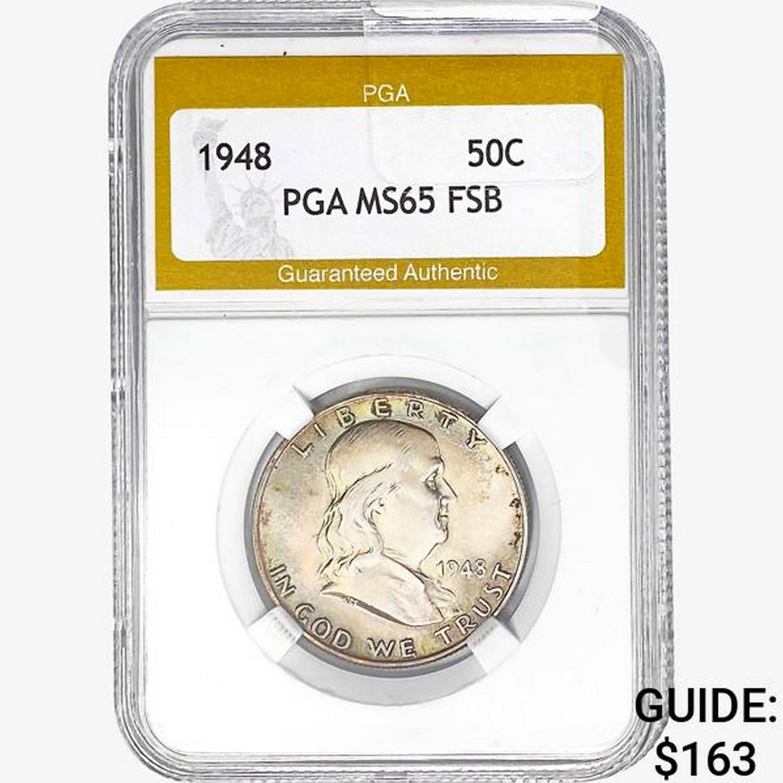 1948 Franklin Half Dollar PGA MS65 FSB: 1948 Franklin Half Dollar PGA MS65 FSB