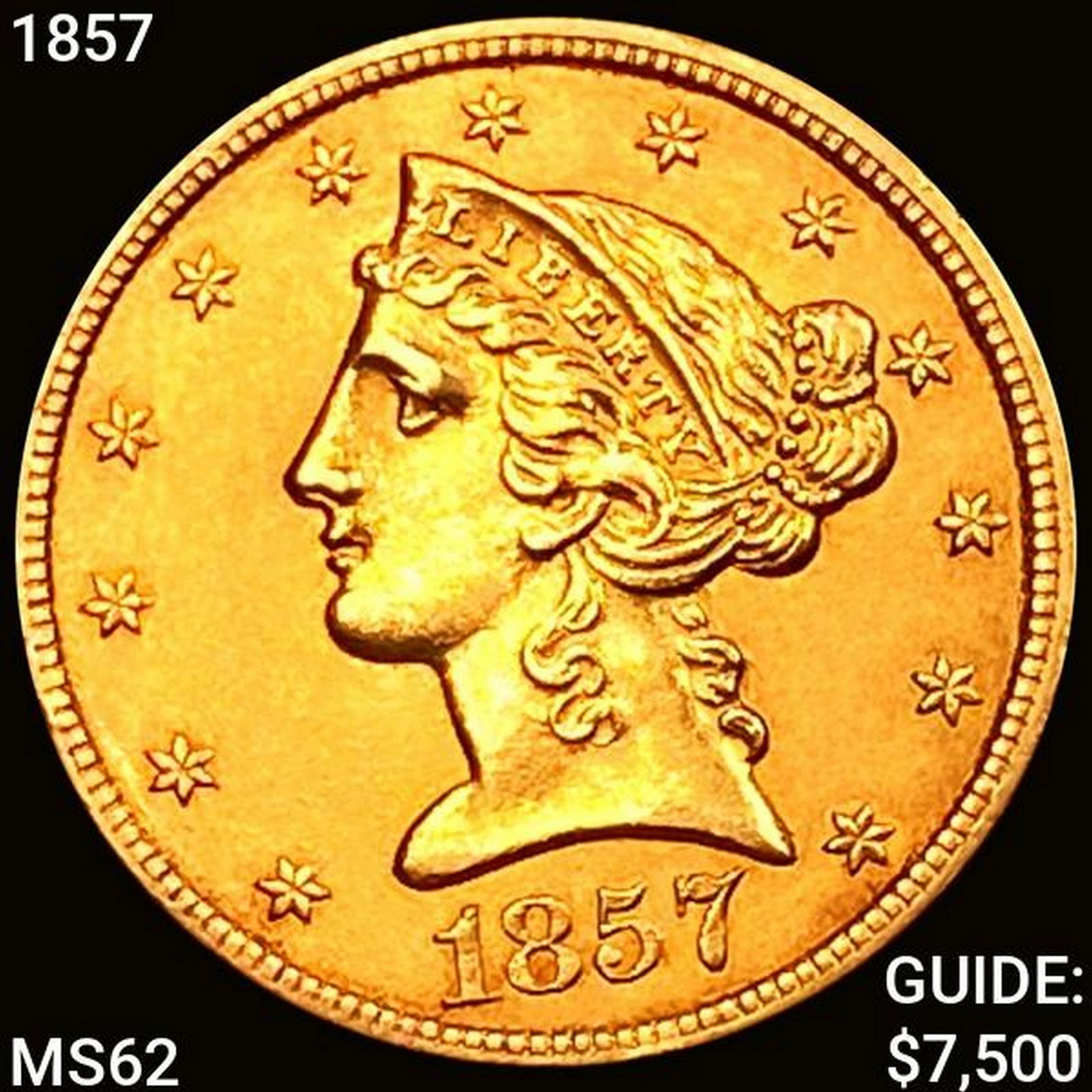 1857 $5 Gold Half Eagle UNCIRCULATED (1 of 2)