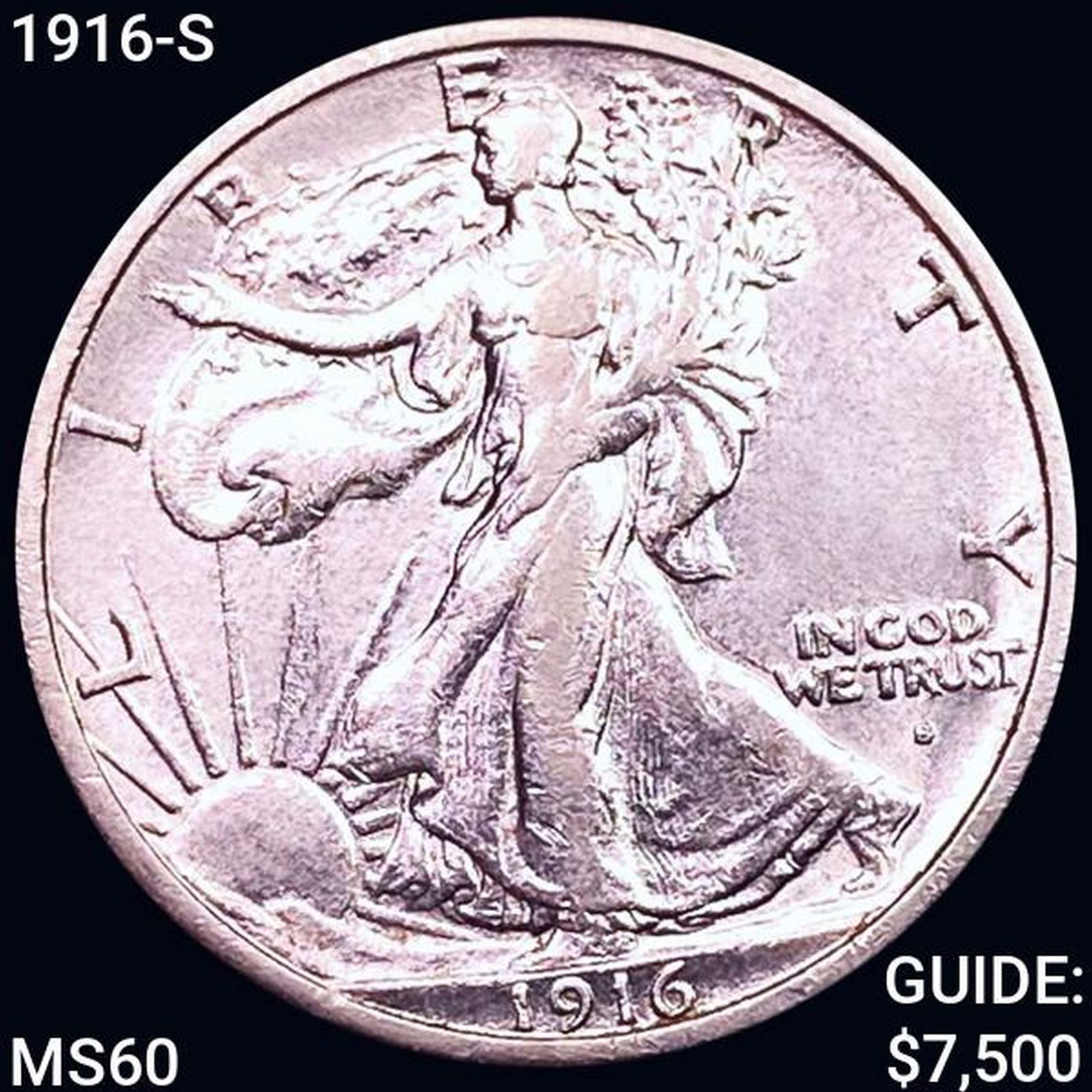 1916-S Walking Liberty Half Dollar UNCIRCULATED (1 of 2)