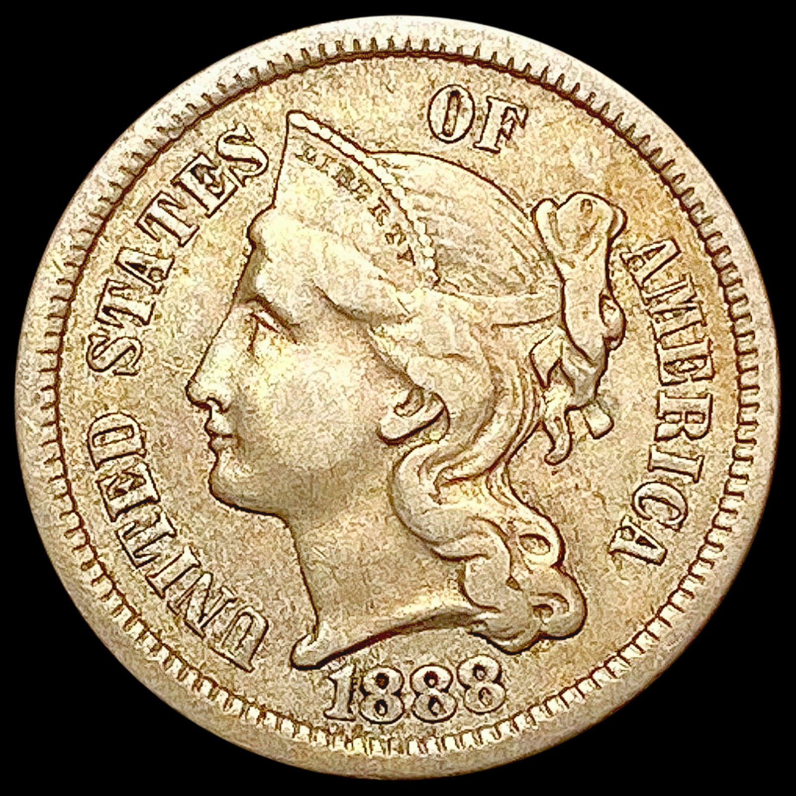 1888 Nickel Three Cent CLOSELY UNCIRCULATED (1 of 2)