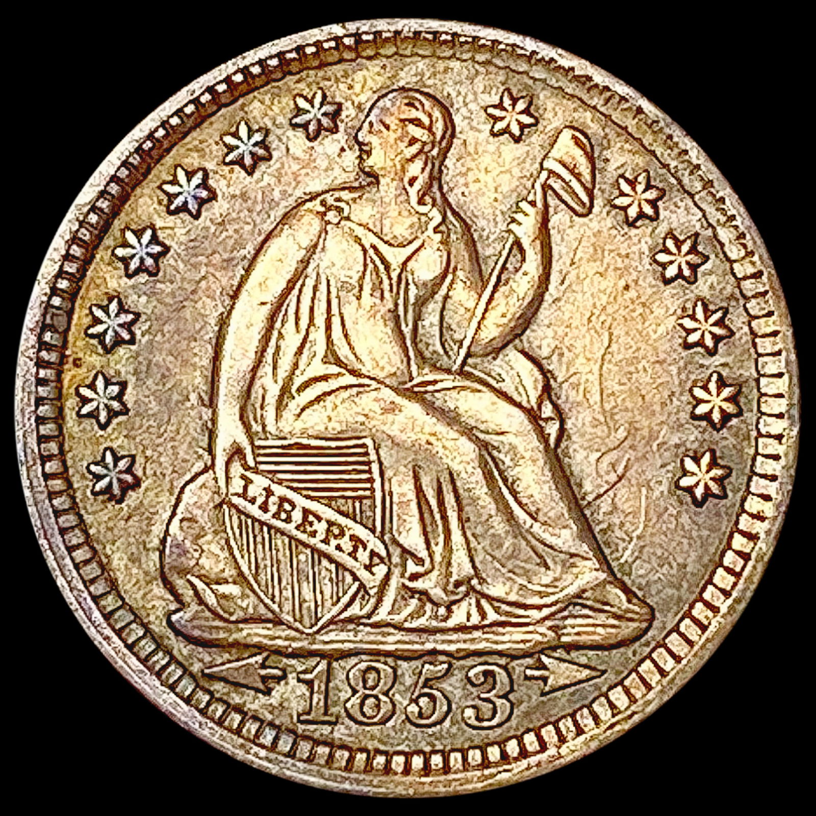 1853 Arrows Seated Liberty Half Dime CLOSELY UNCIRCULATED (1 of 2)