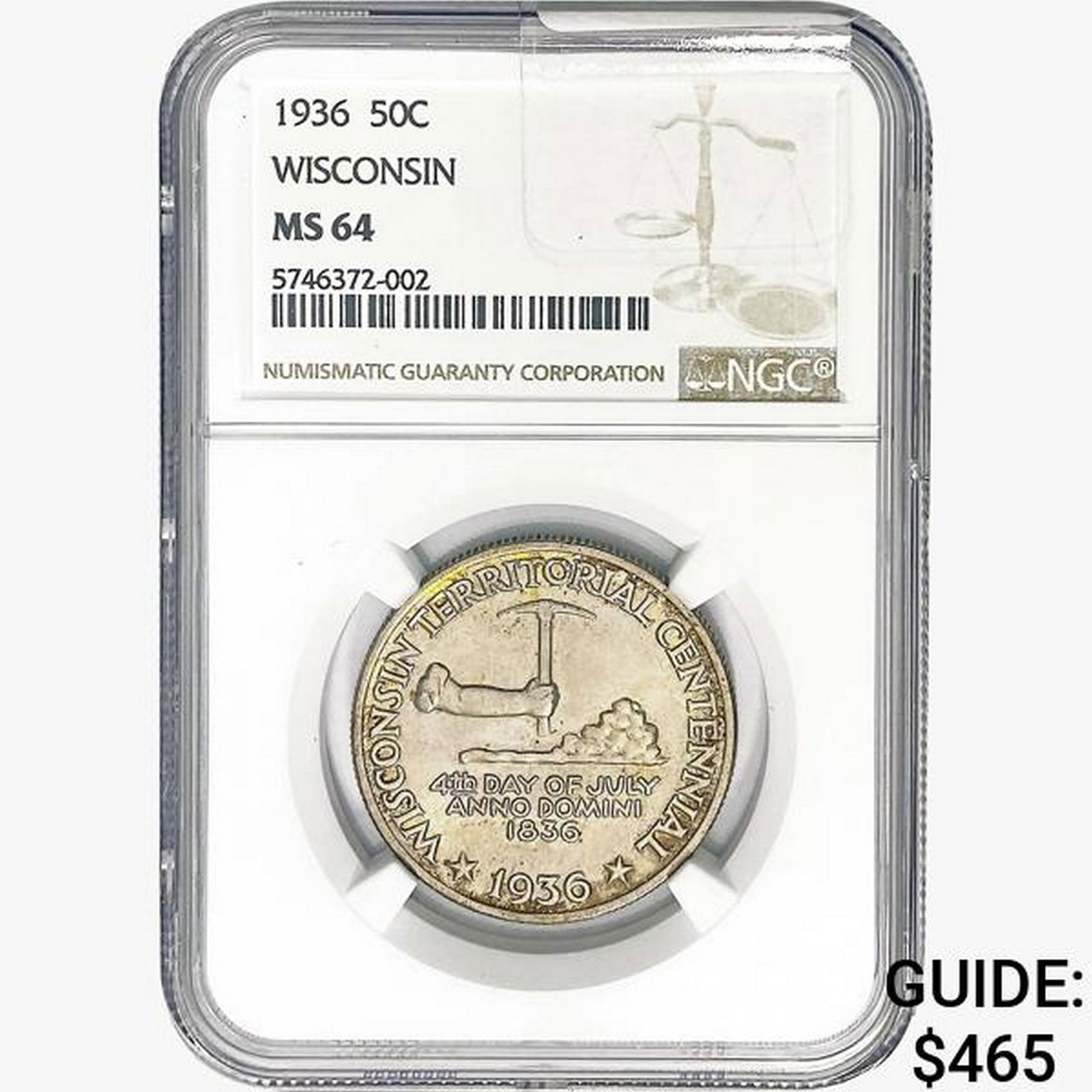 1936 Wisconsin Half Dollar NGC MS64 (1 of 2)