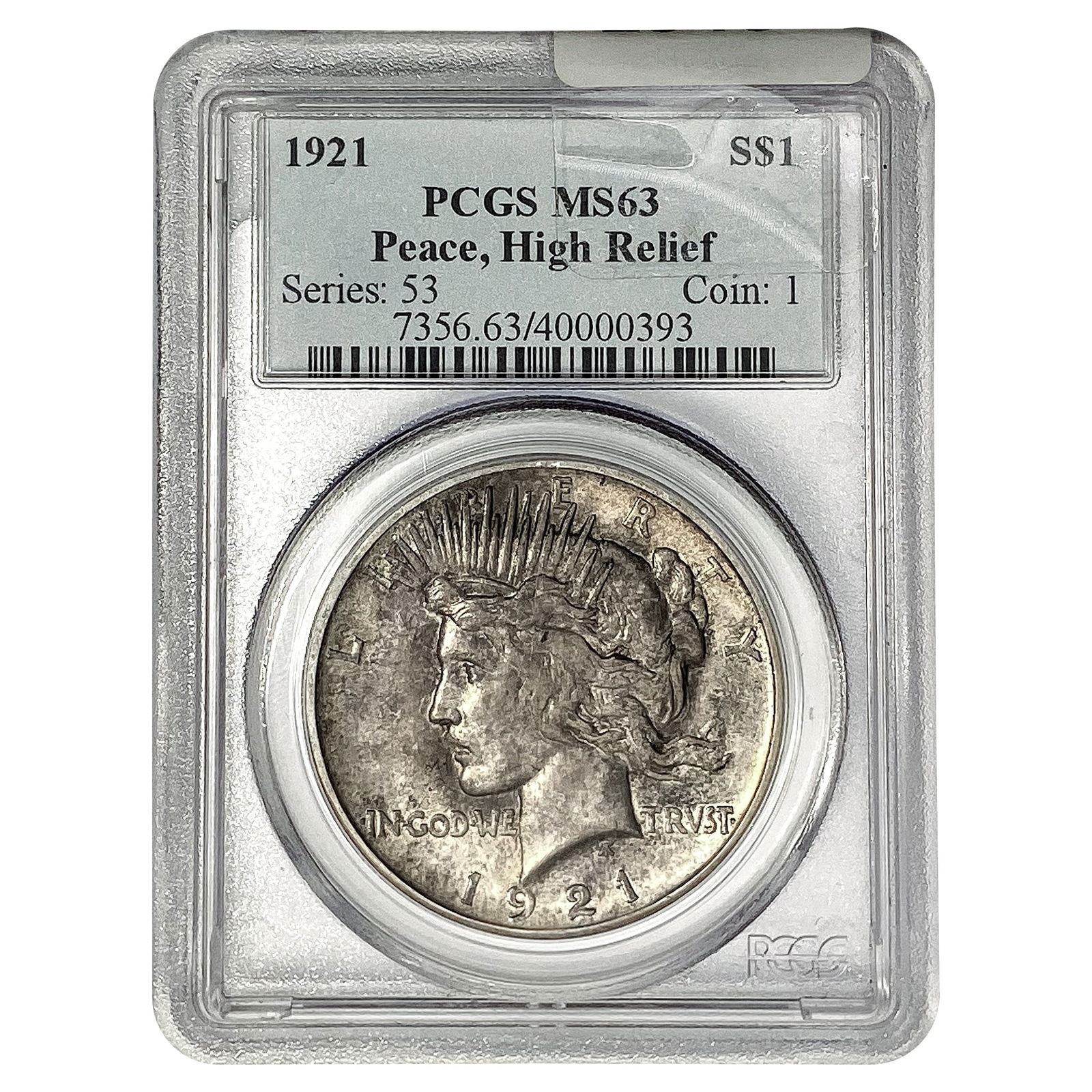 1921 Silver Peace Dollar PCGS MS63 HR (1 of 2)