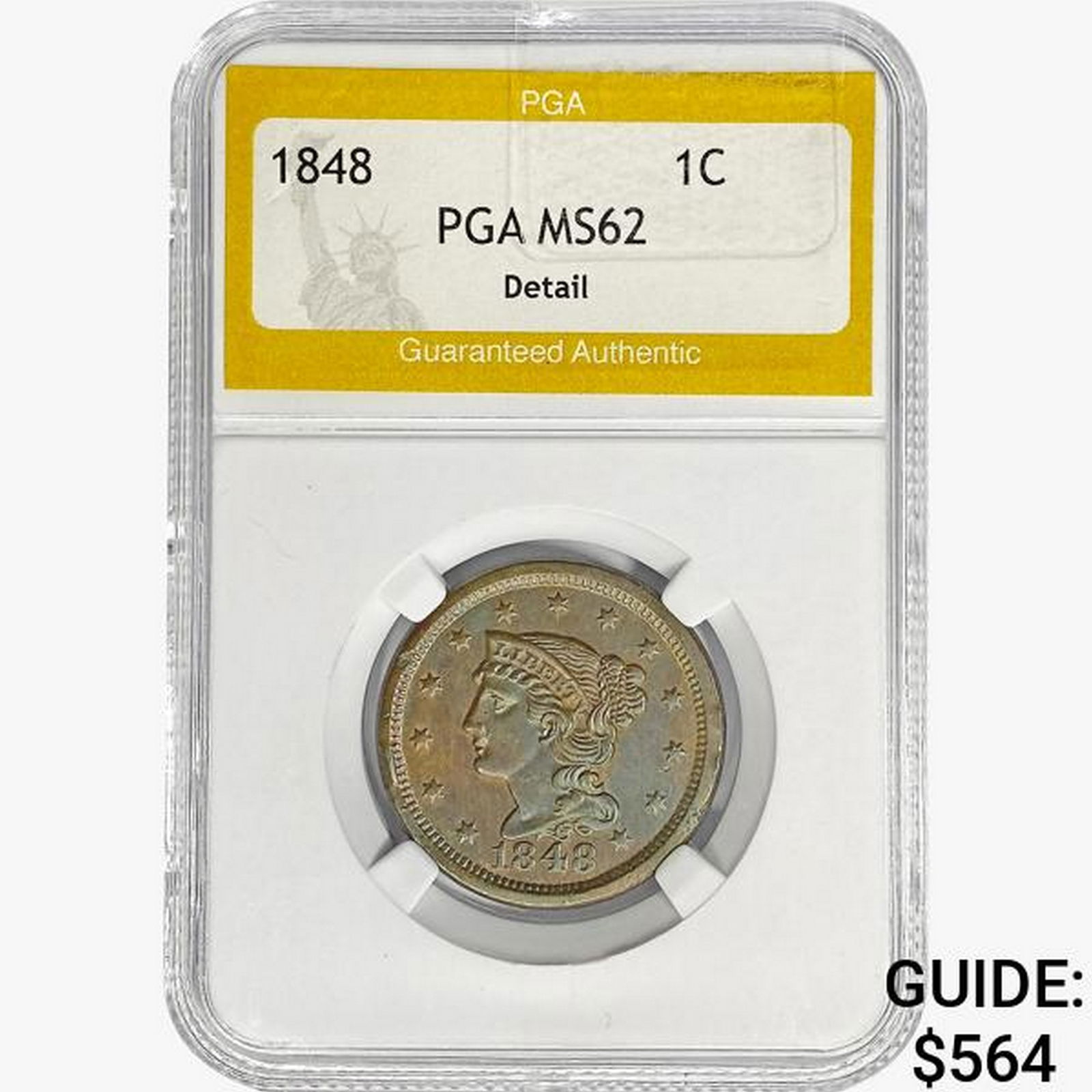 1848 Braided Hair Large Cent PGA MS62 Detail (1 of 2)