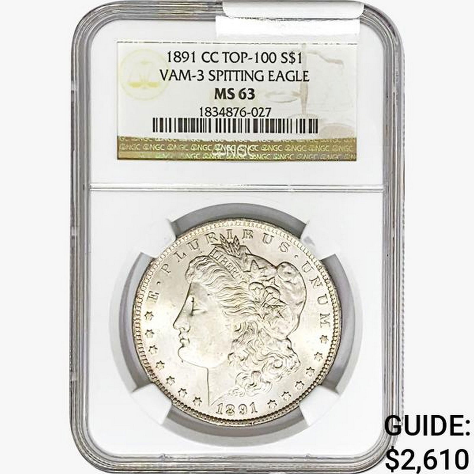 1891-CC Morgan Silver Dollar NGC MS63 VAM-3 Spit. Eagle (1 of 2)