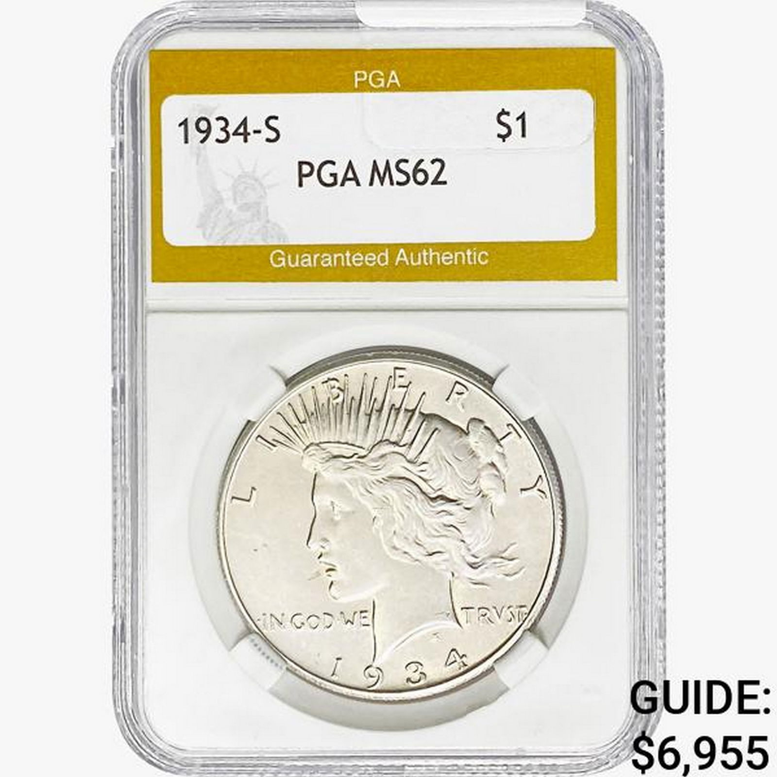 1934-S Silver Peace Dollar PGA MS62 (1 of 2)