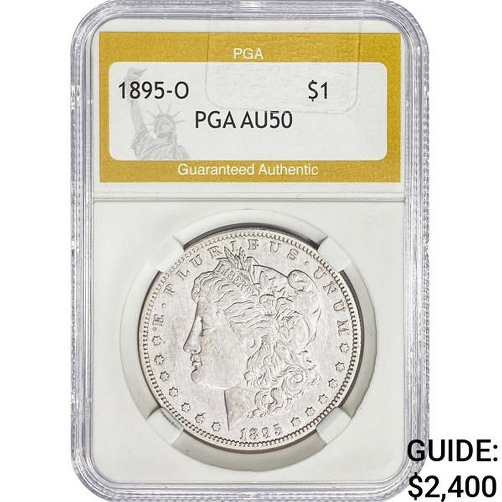 1895-O Morgan Silver Dollar PGA AU50: 1895-O Morgan Silver Dollar PGA AU50