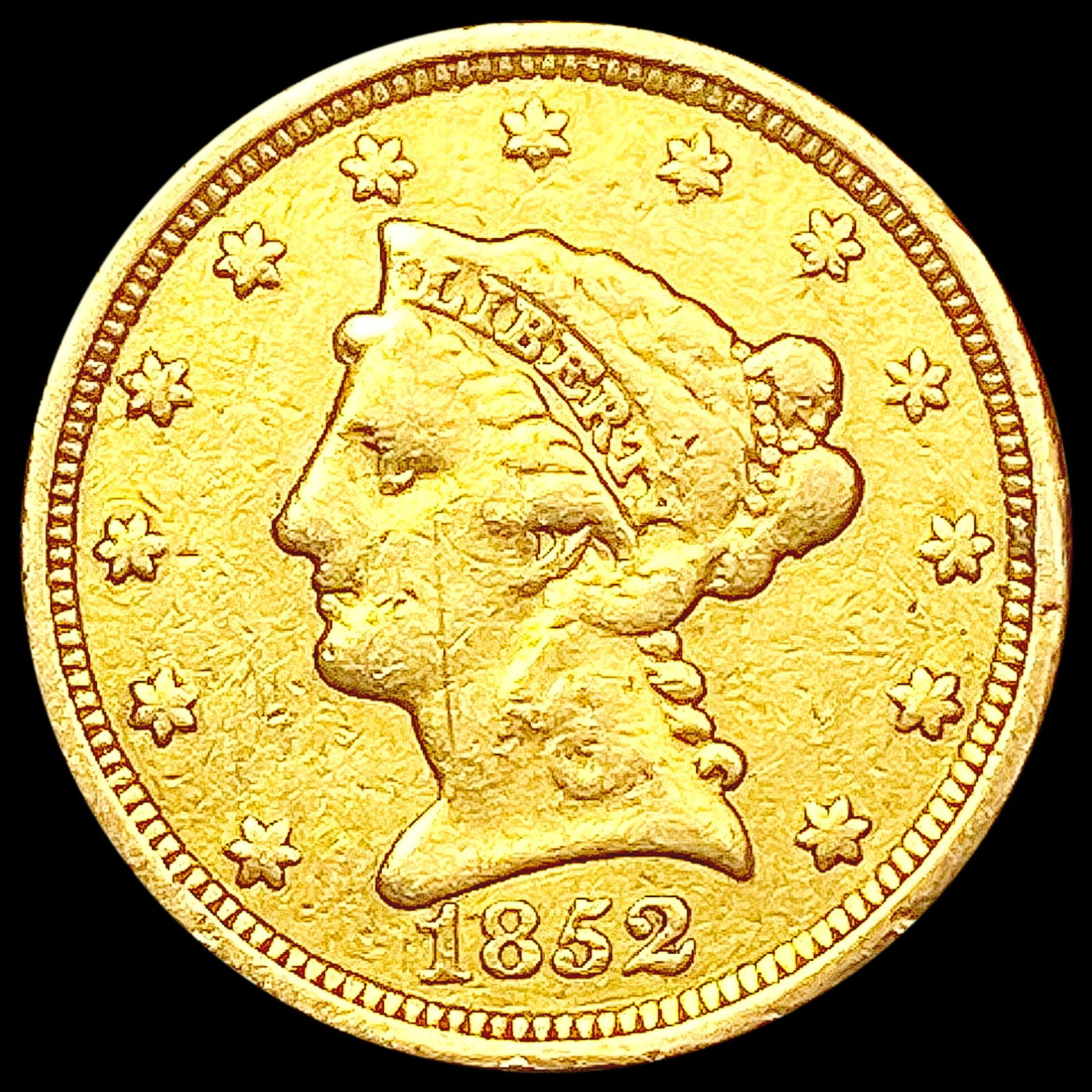 1852 $2.50 Gold Quarter Eagle CLOSELY UNCIRCULATED (1 of 2)