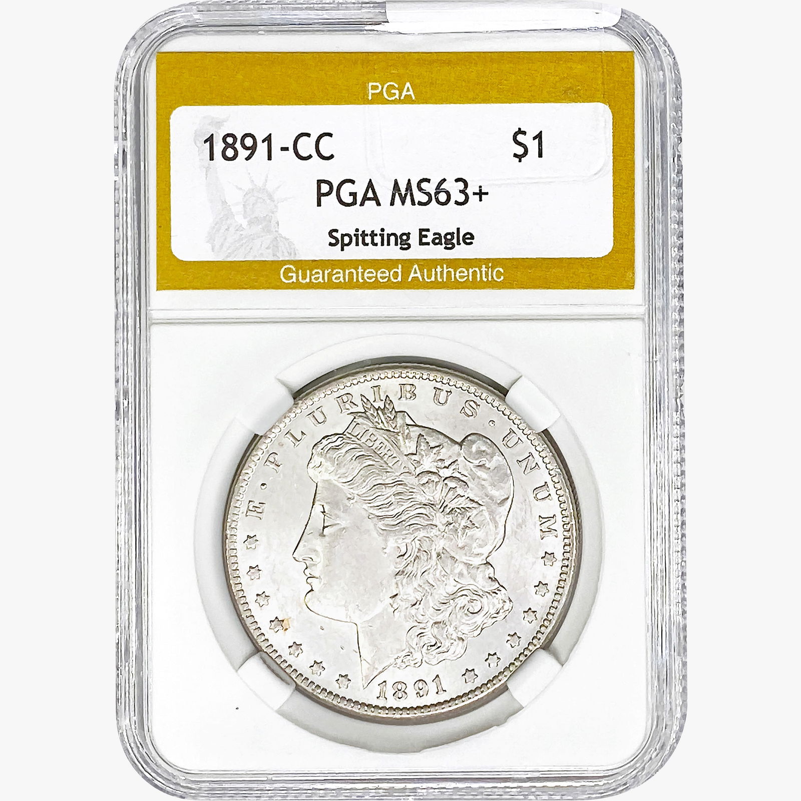 1891-CC Morgan Silver Dollar PGA MS63+ Spit. Eagle (1 of 2)