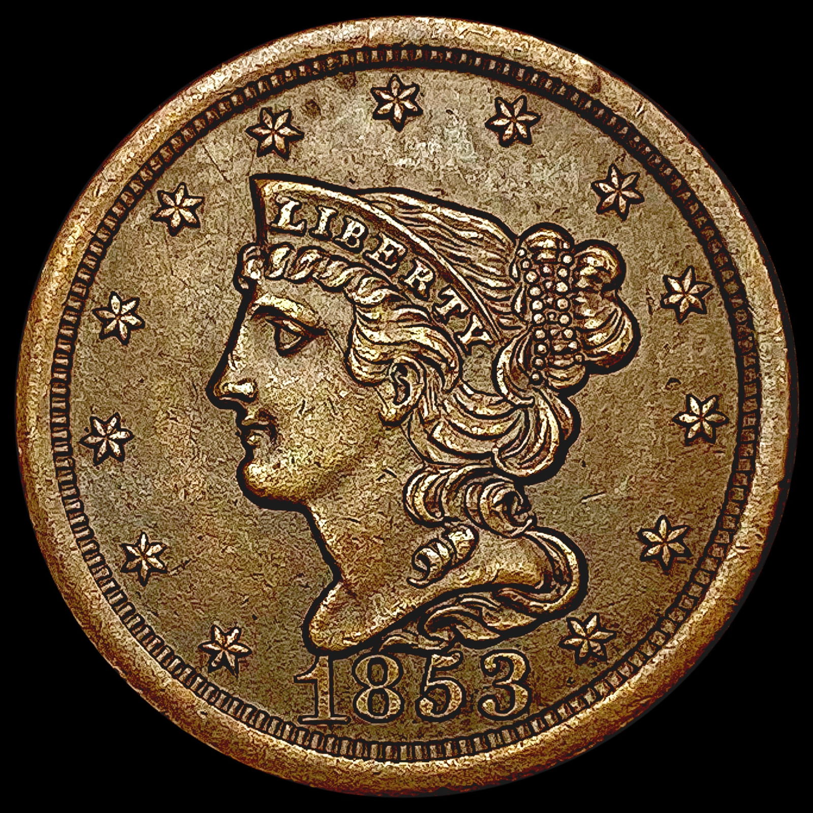 1853 Braided Hair Half Cent UNCIRCULATED (1 of 2)