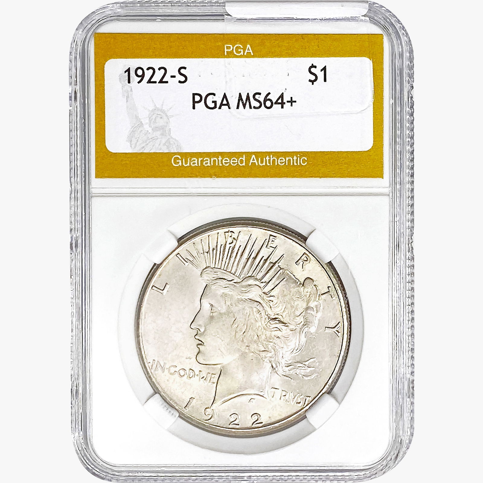 1922-S Silver Peace Dollar PGA MS64+ (1 of 2)