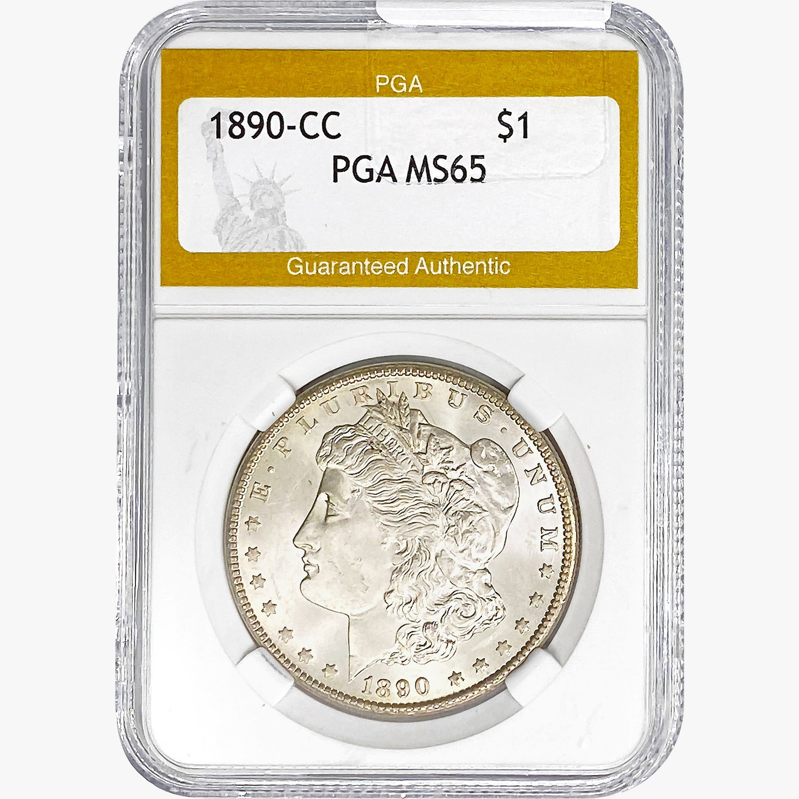 1890-CC Morgan Silver Dollar PGA MS65: 1890-CC Morgan Silver Dollar PGA MS65