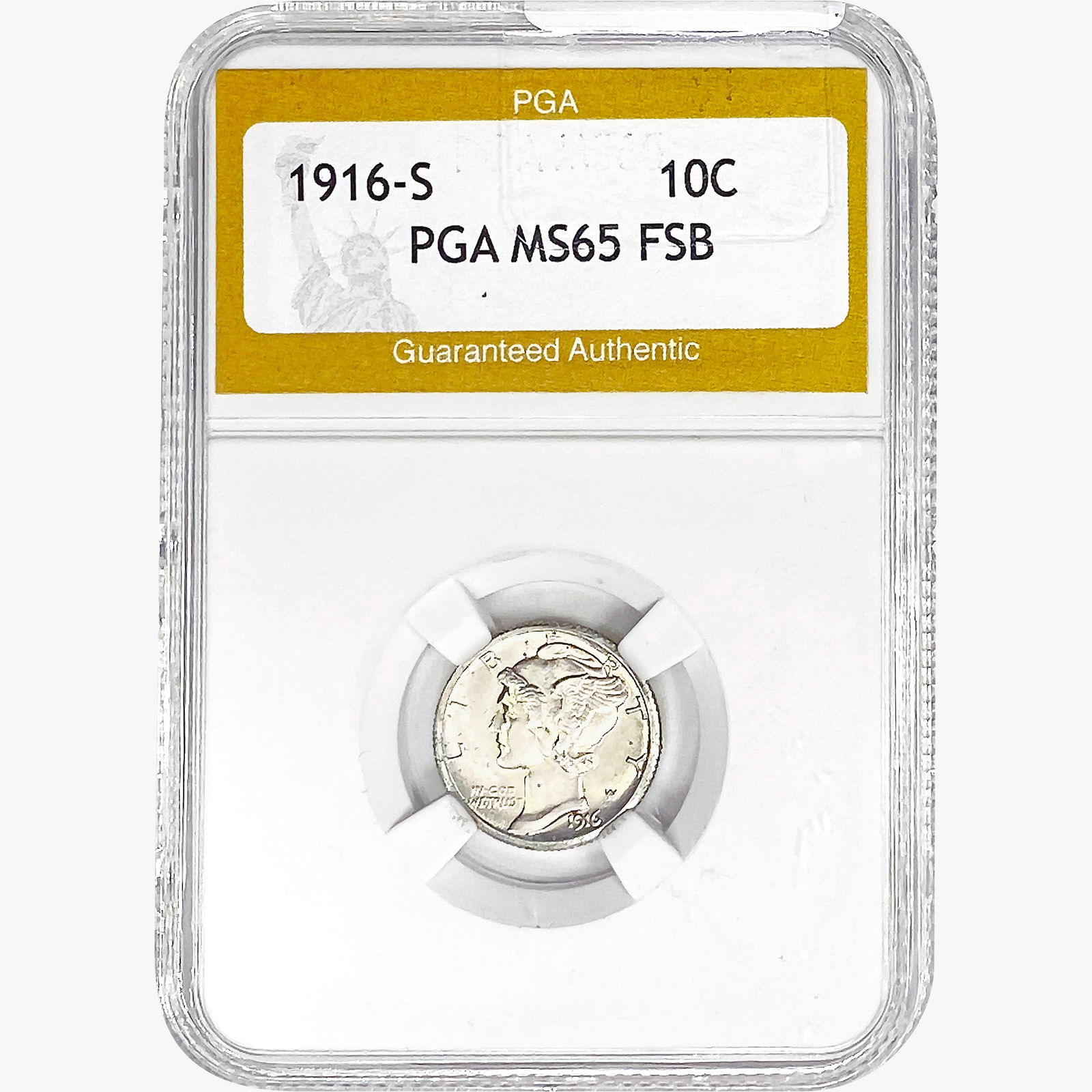 1916-S Mercury Silver Dime PGA MS65 FSB (1 of 2)