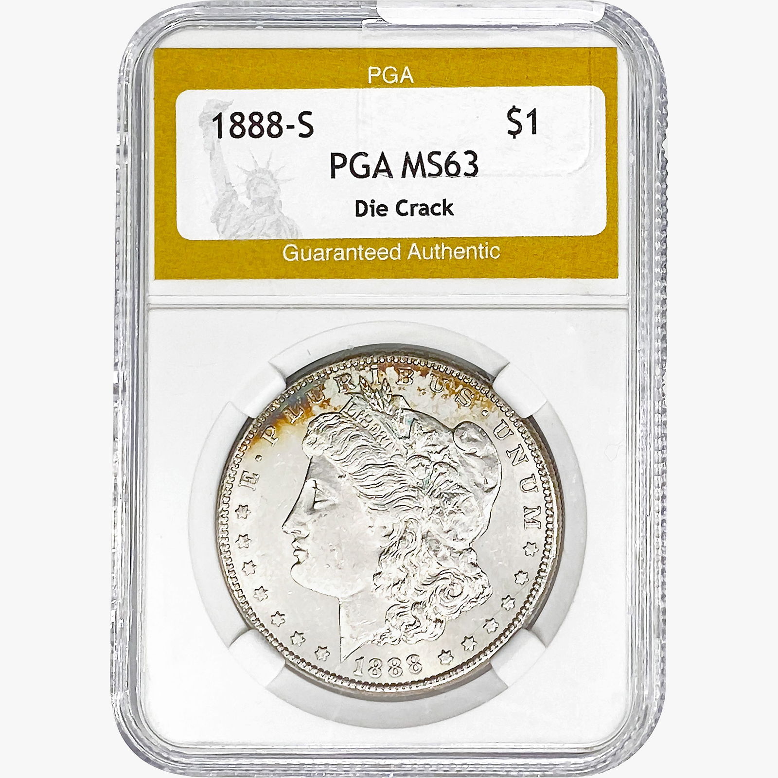 1888-S Morgan Silver Dollar PGA MS63 Die Crack (1 of 2)