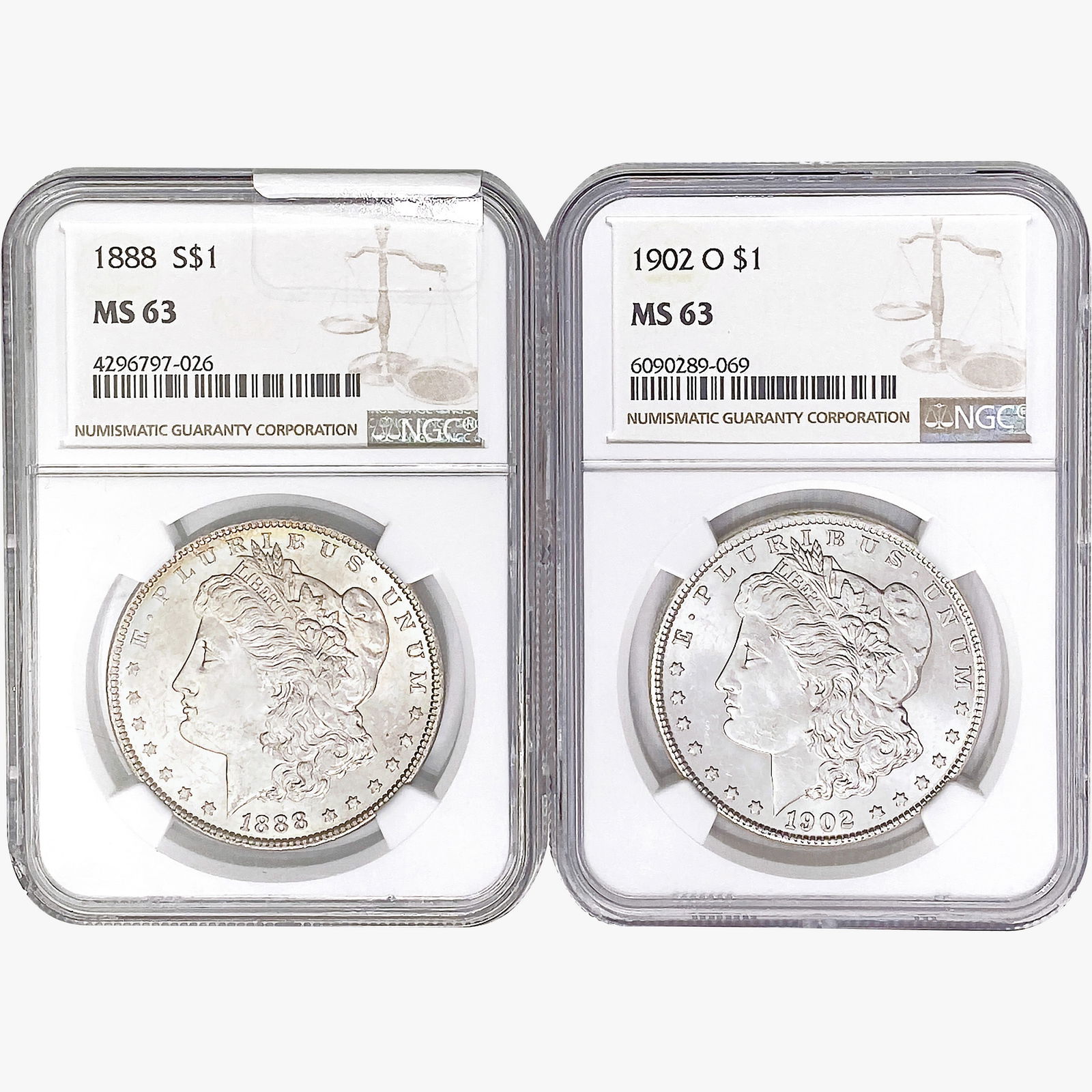 [2] 1888 & 1902-O Morgan Silver Dollar NGC MS63 (1 of 2)