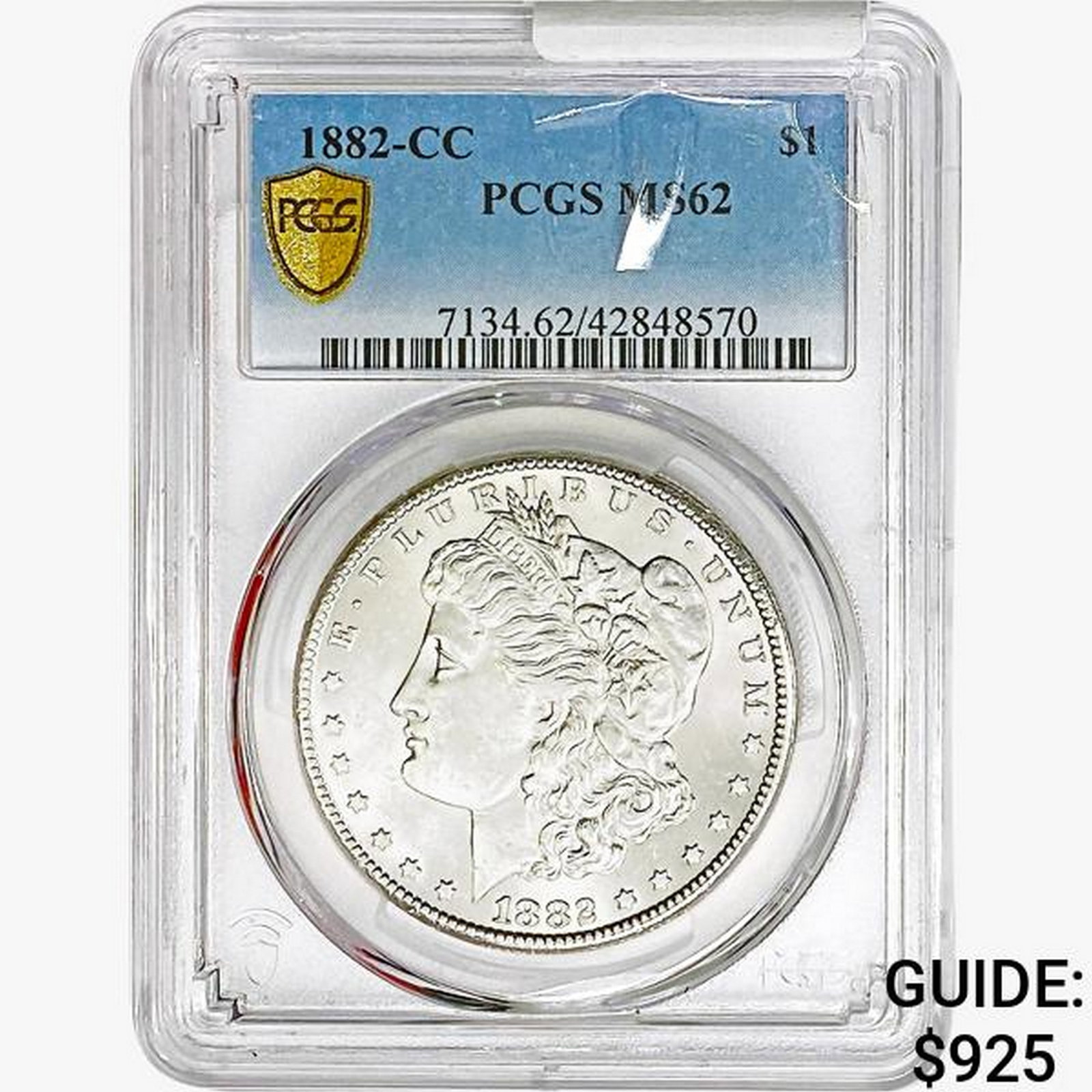 1882-CC Morgan Silver Dollar PCGS MS62: 1882-CC Morgan Silver Dollar PCGS MS62